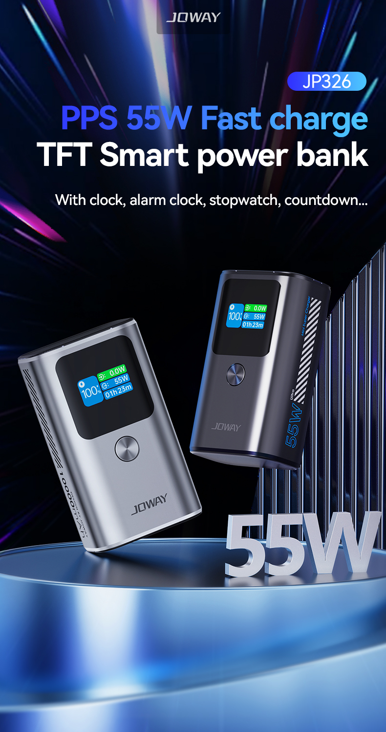 PD45W fast Charge and PPS55W fast Charge,TFT Smart display power bank