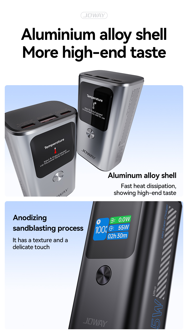 Aluminium alloy shell, fast heat dissipation, anodizing sandblasting process,it has a texture and a delicate touch.