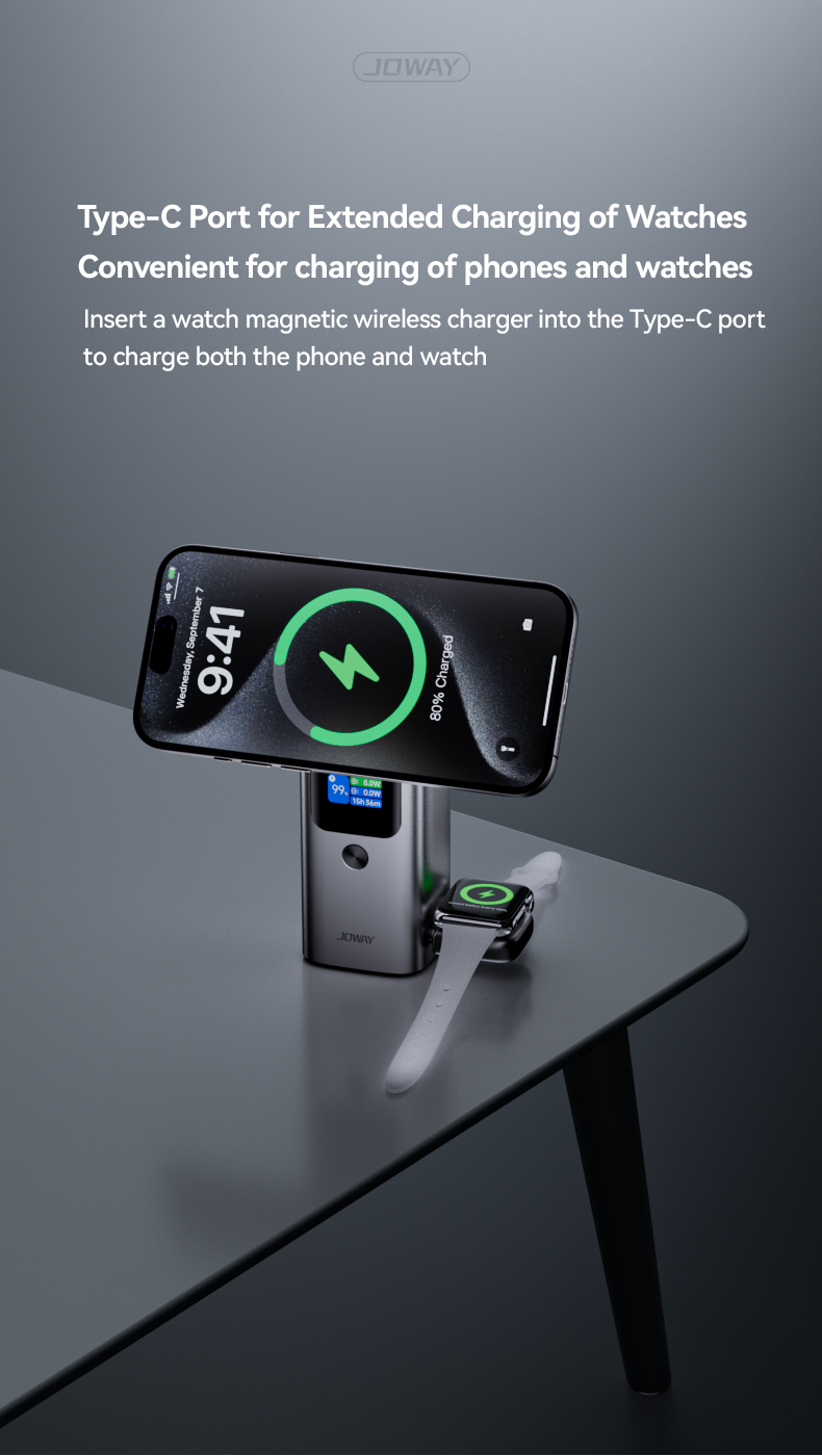 Type-C Port for Extended Charging of Watches Convenient for charging of phones and watches
