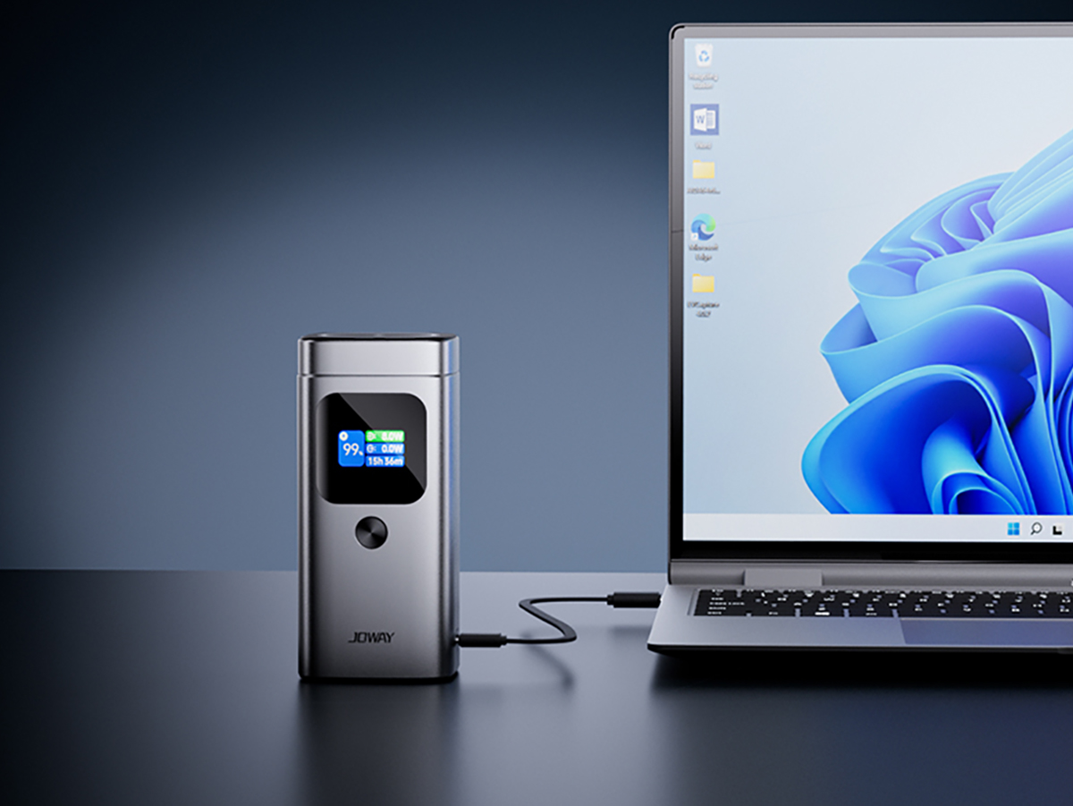 Charge the laptop using a power bank