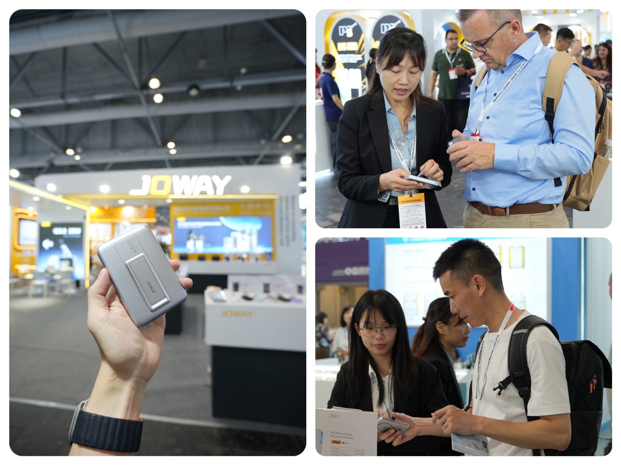 At the exhibition site, everyone eagerly tried out the Qi2.2 25W magnetic wireless charging treasure.