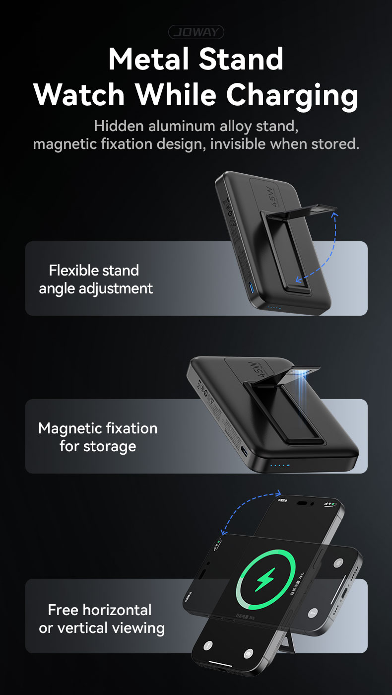 Hidden aluminum alloy stand, magnetic fixation design, invisible when stored