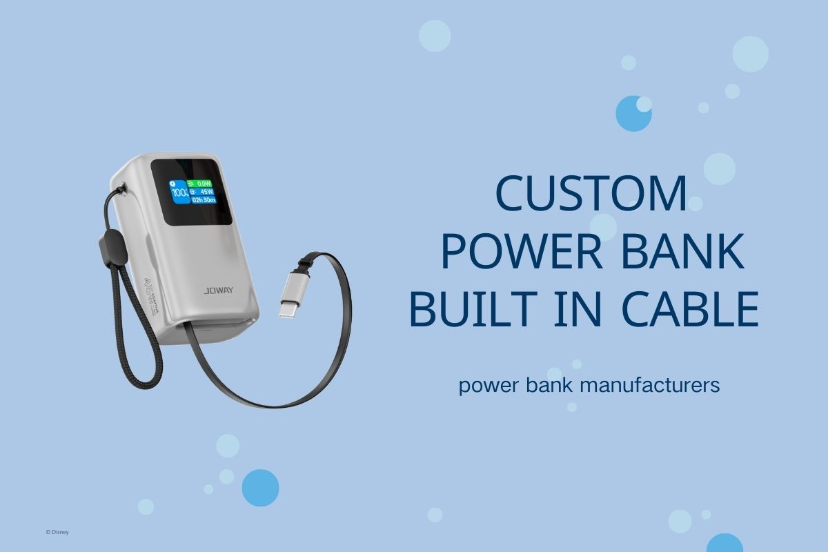 custom power bank with built in cable