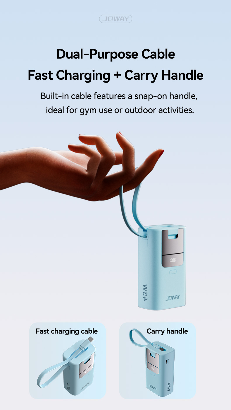 built -in cable features a snap-on handle,ideal for gym use or outdoor activities