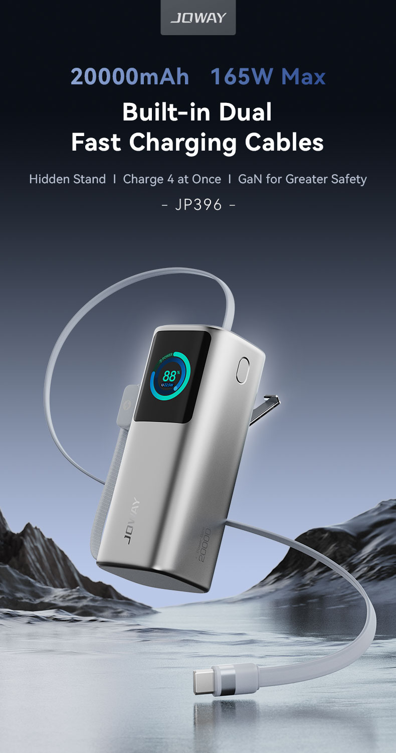20000mAh power bank built -in dual fast Charging Cables
