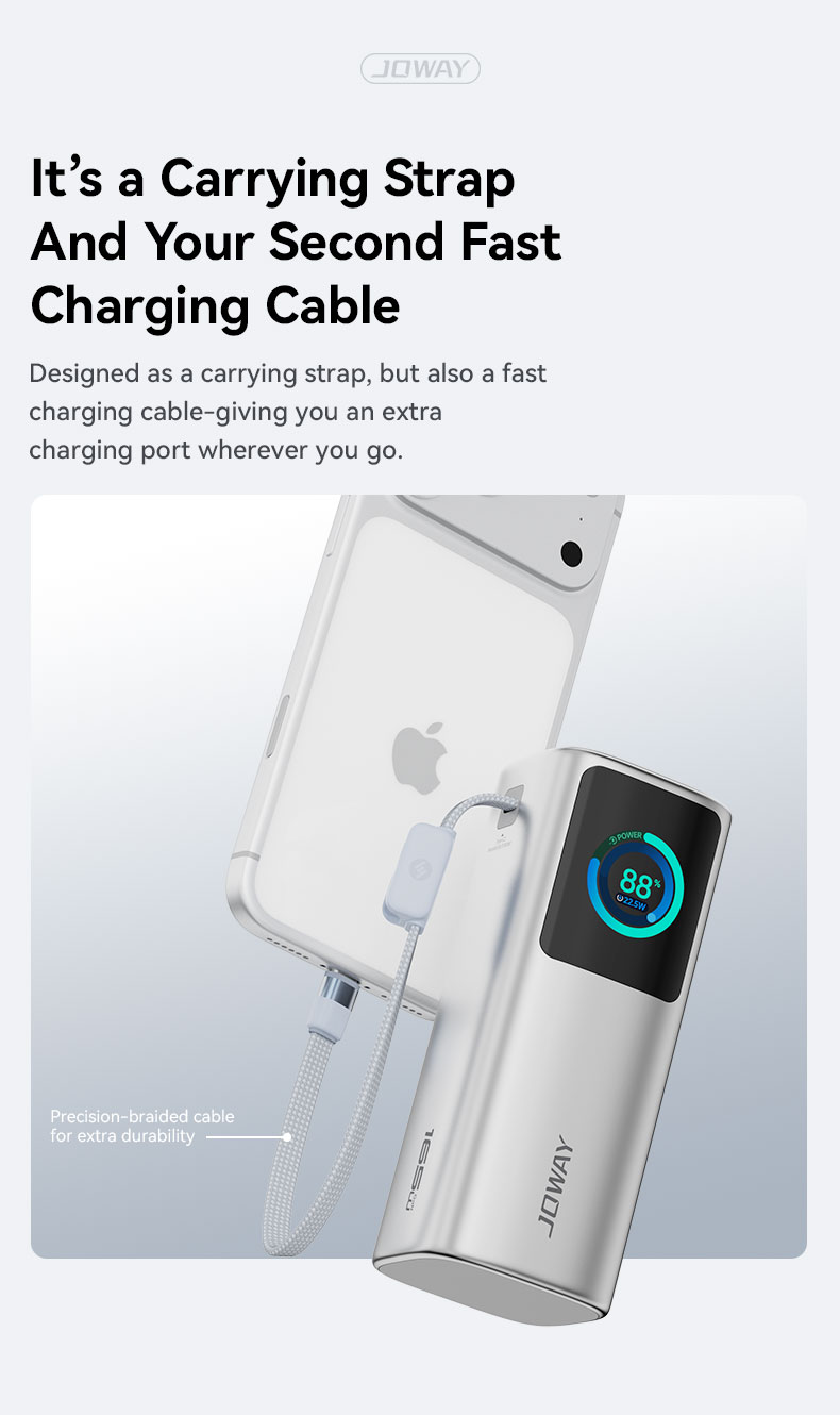 power bank,designed as a carrying strap,but aslo a fast charging cable,give you an extra charging port wherever you go.